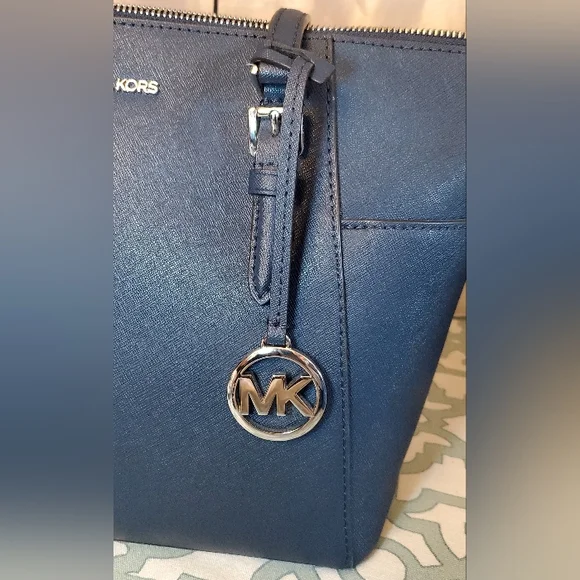 Michael Kors Navy Saffiano Leather Tote Bag - Picture 4 of 11